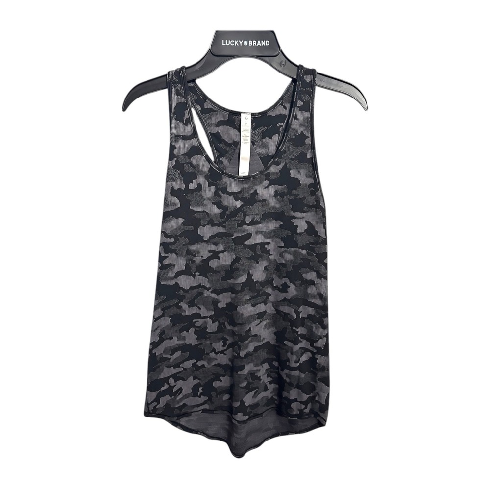 Lululemon Essential Tank Heritage Camo Jacquard Black Lunar Rock Pleated Top 2